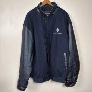 A. Finkl & Sons North End Mens XXL Navy Leather Wool Varsity Jacket USA